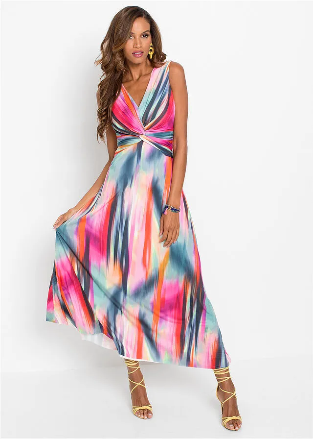 VESTIDO CON ESCOTE EN LA ESPALDA ROSAROJOGRIS OSCURO ESTAMPADO
