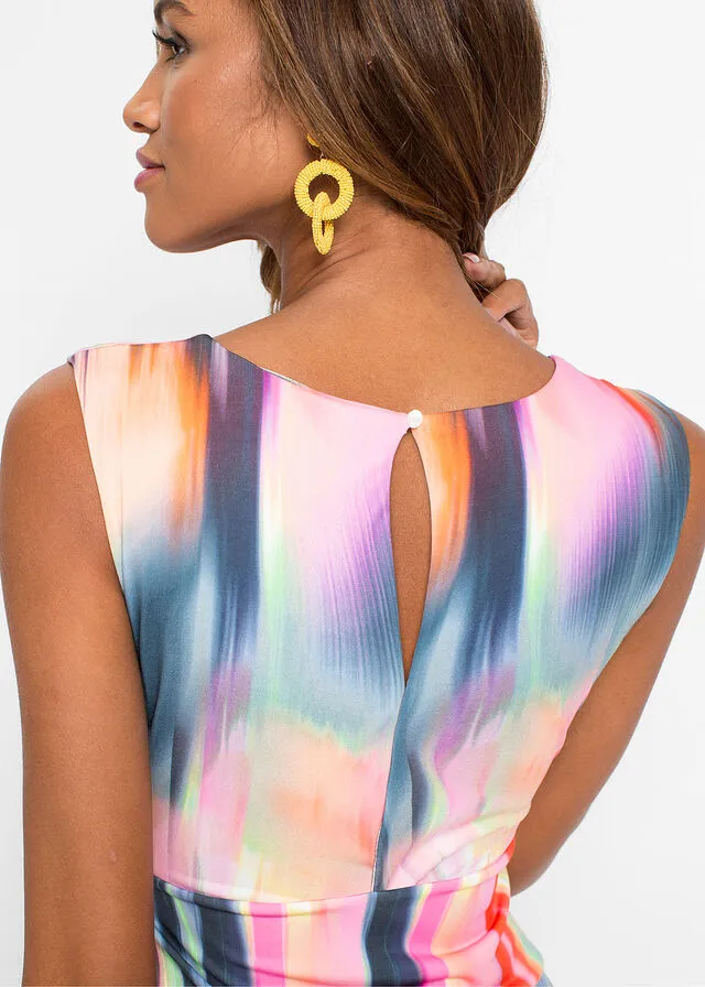 VESTIDO CON ESCOTE EN LA ESPALDA ROSAROJOGRIS OSCURO ESTAMPADO