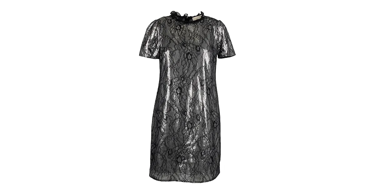 Vestido de encaje con lentejuelas de Michael Kors Plata 