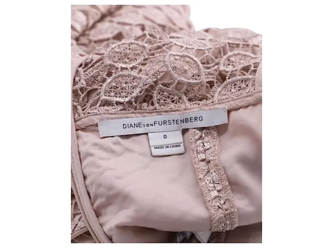 Vestido de encaje Diane Von Furstenberg en poliéster rosa 