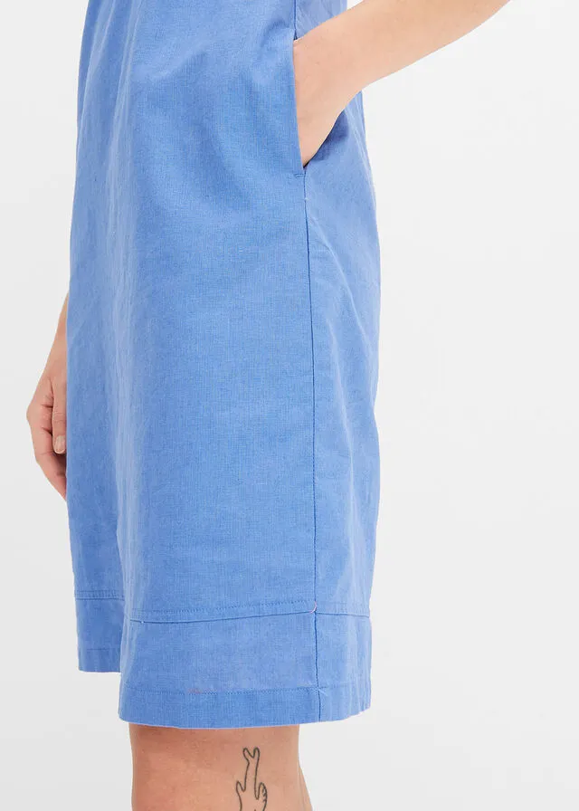 Vestido de lino con escote en la espalda azul cielo