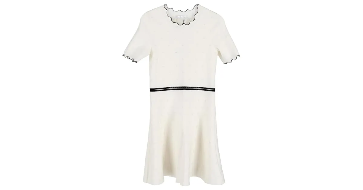 Vestido de punto con cintura Sandro en viscosa color crema Blanco Crudo 