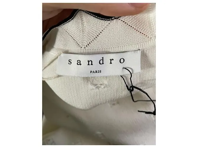 Vestido de punto con cintura Sandro en viscosa color crema Blanco Crudo 