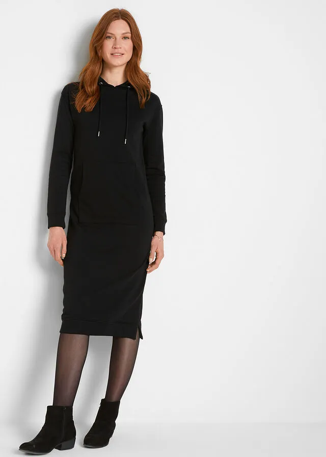 Vestido de tipo sudadera con capucha Negro