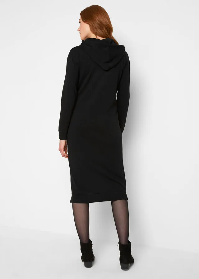 Vestido de tipo sudadera con capucha Negro