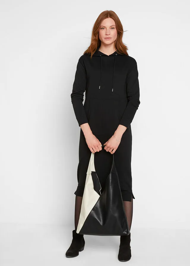 Vestido de tipo sudadera con capucha Negro