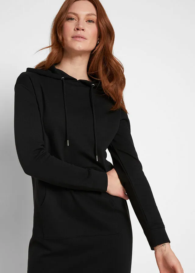 Vestido de tipo sudadera con capucha Negro