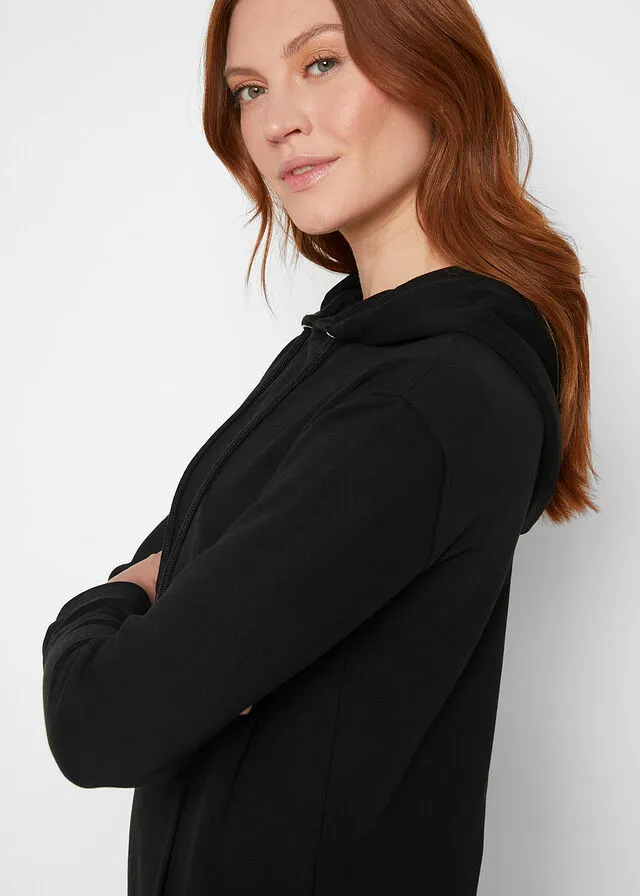 Vestido de tipo sudadera con capucha Negro