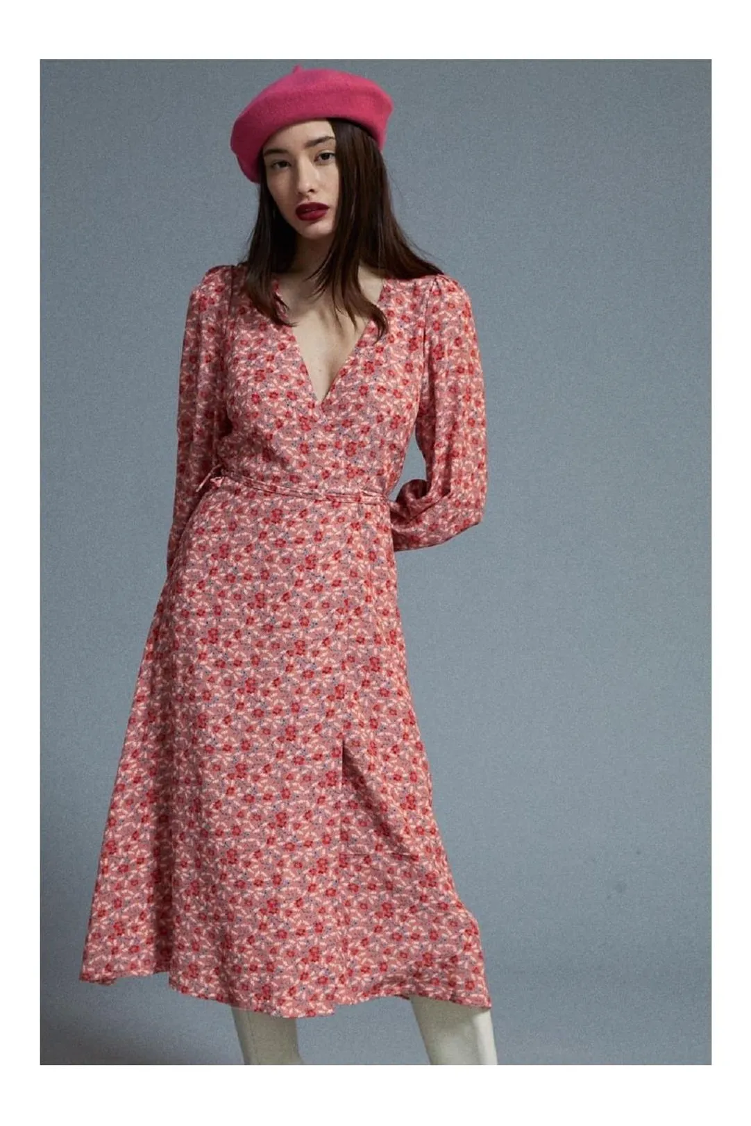 Vestido estampado Felicia coral