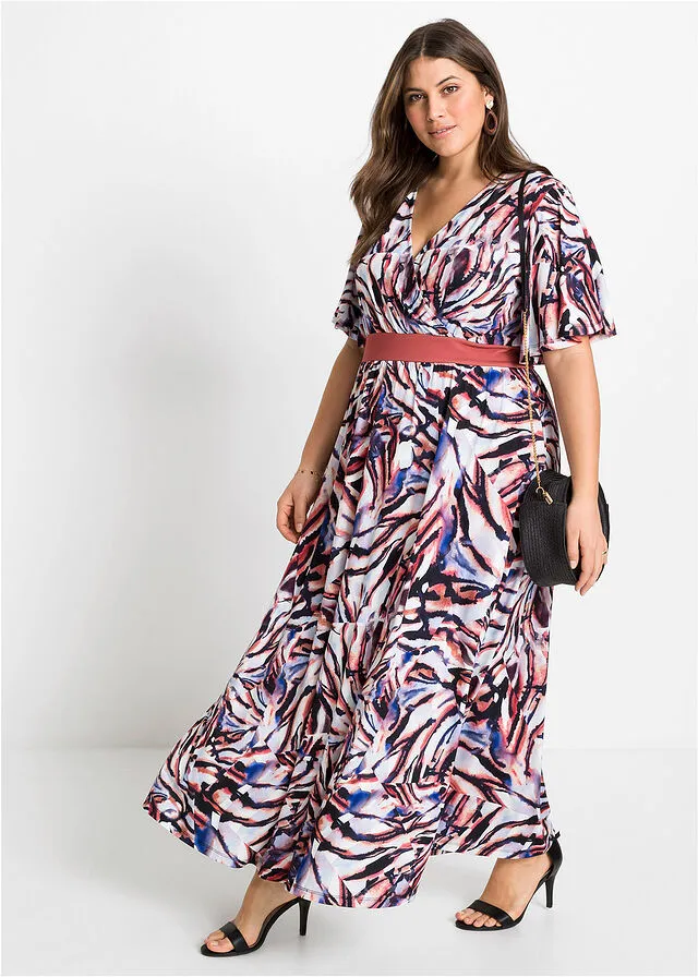 VESTIDO LARGO BLANCO LANAMARRóN ESTAMPADO