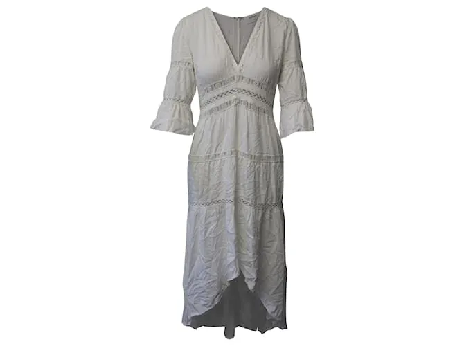 Vestido largo con aplicaciones de encaje de viscosa blanca Ba&Sh Blanco 