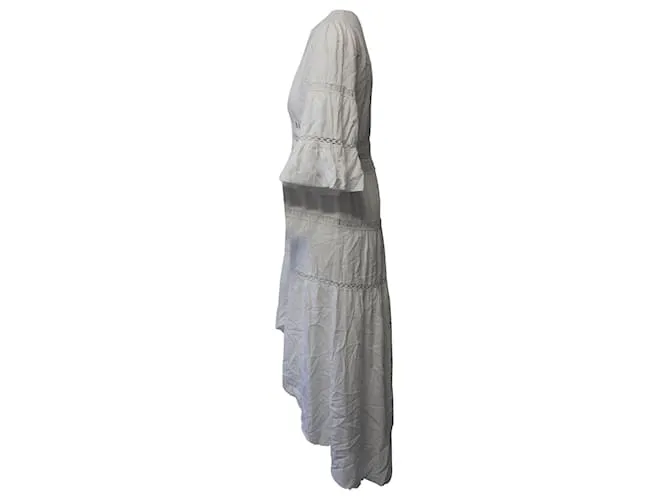 Vestido largo con aplicaciones de encaje de viscosa blanca Ba&Sh Blanco 
