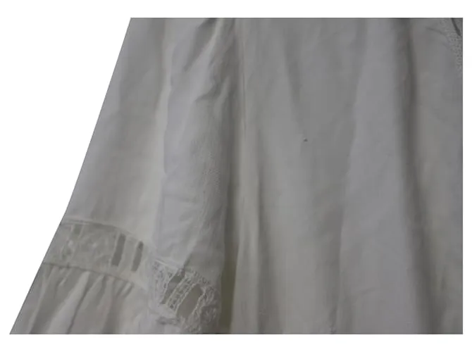 Vestido largo con aplicaciones de encaje de viscosa blanca Ba&Sh Blanco 