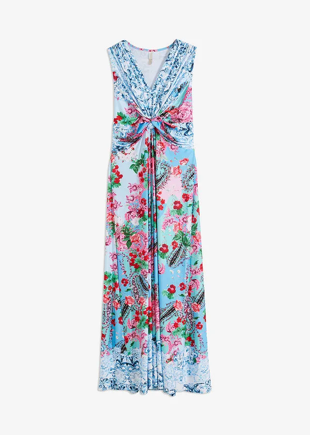 VESTIDO MAXI CON ESTAMPADO AZUL CLAROROSA DE FLORES