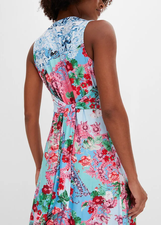 VESTIDO MAXI CON ESTAMPADO AZUL CLAROROSA DE FLORES