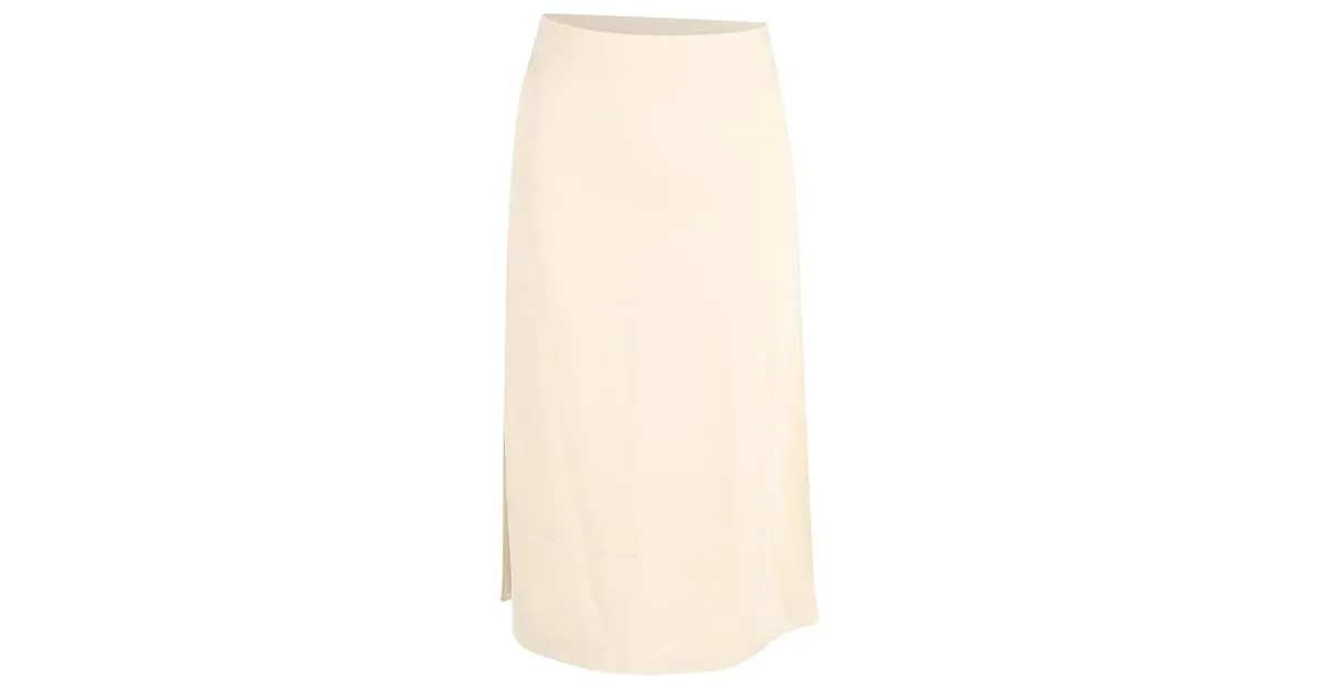 Vestido Midi con Aberturas Laterales Theory en Poliéster Crema Blanco Crudo 