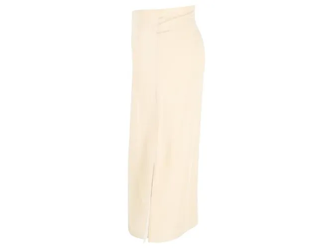 Vestido Midi con Aberturas Laterales Theory en Poliéster Crema Blanco Crudo 