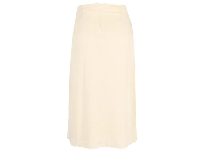 Vestido Midi con Aberturas Laterales Theory en Poliéster Crema Blanco Crudo 
