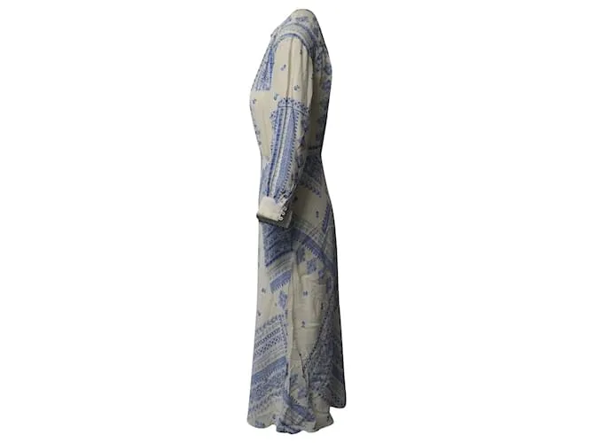 Vestido midi estampado Ines de viscosa crema y azul de Ba&Sh 