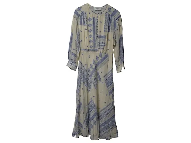 Vestido midi estampado Ines de viscosa crema y azul de Ba&Sh 
