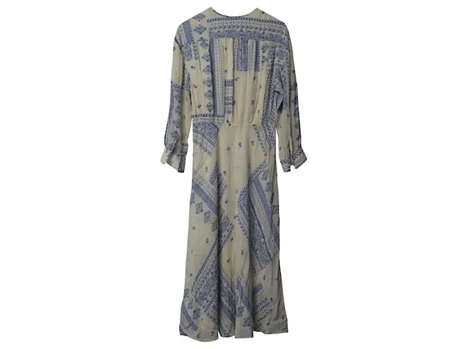 Vestido midi estampado Ines de viscosa crema y azul de Ba&Sh 