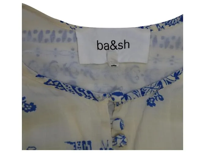 Vestido midi estampado Ines de viscosa crema y azul de Ba&Sh 