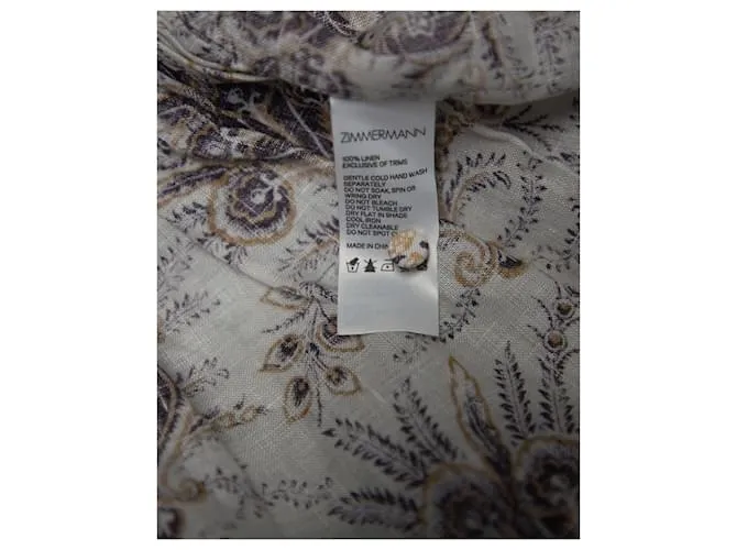 VESTIDO MIDI Zimmermann floral en lino color crema Blanco Crudo 