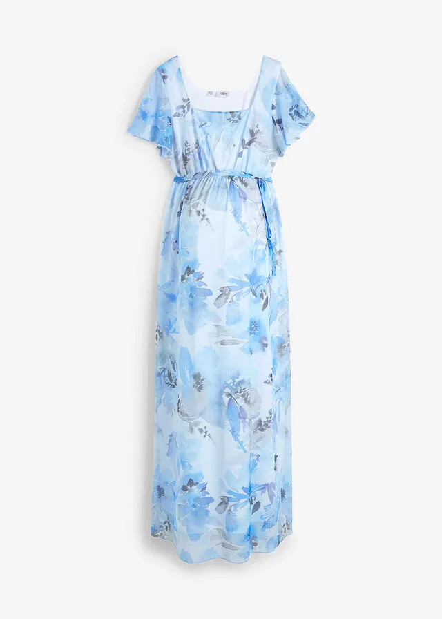 Vestido premamá azul pálido con flores