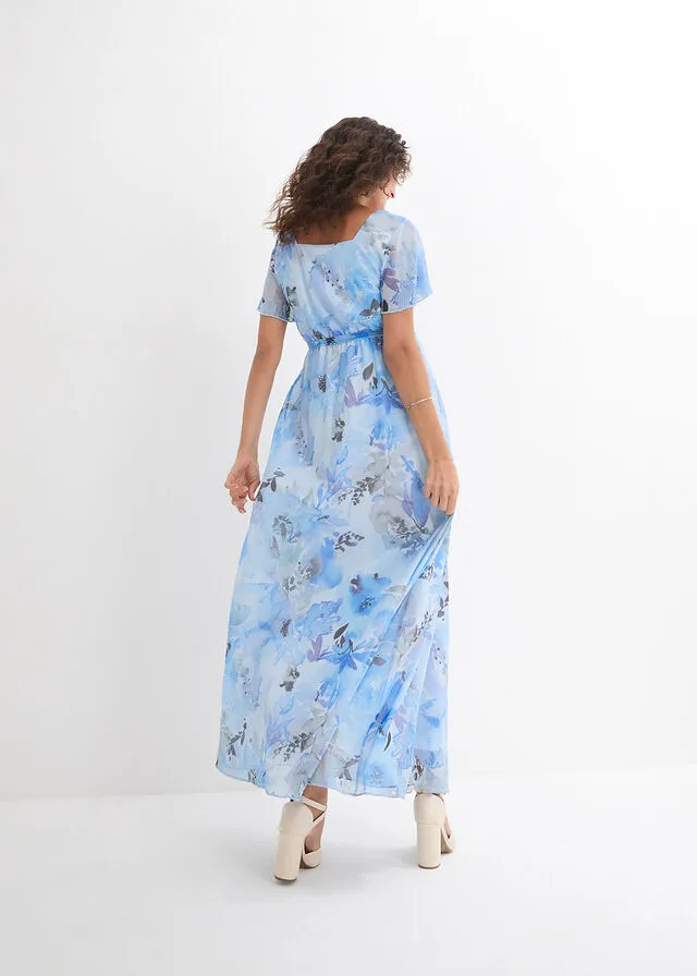 Vestido premamá azul pálido con flores