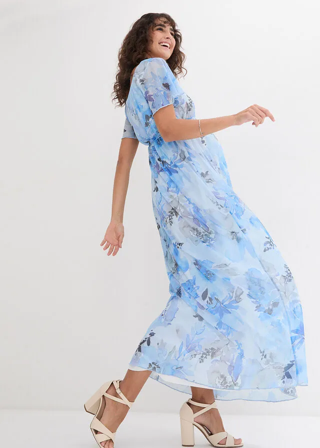 Vestido premamá azul pálido con flores
