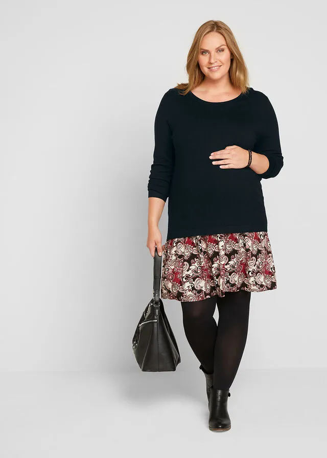 Vestido premamá Negro con patrón Paisley