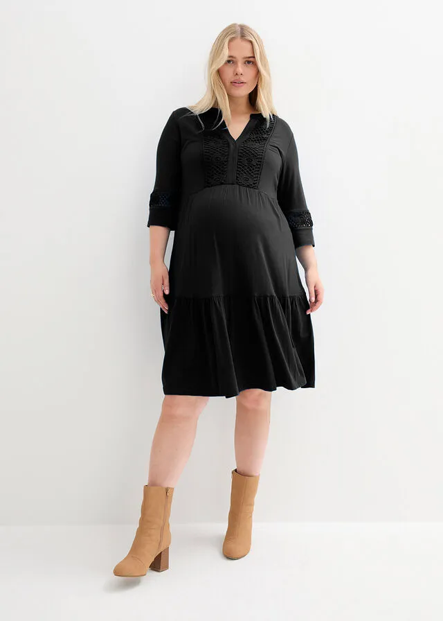 Vestido premamá/de lactancia tipo túnica Negro