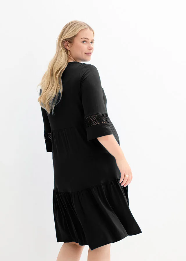 Vestido premamá/de lactancia tipo túnica Negro