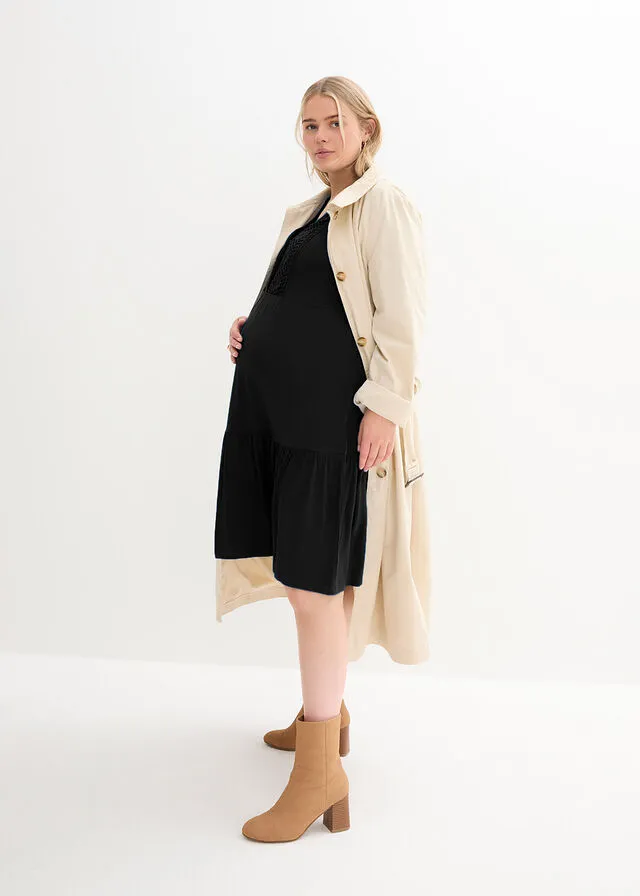 Vestido premamá/de lactancia tipo túnica Negro
