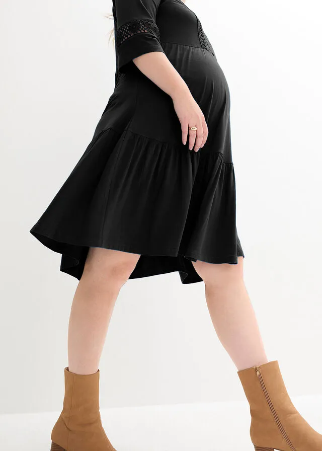 Vestido premamá/de lactancia tipo túnica Negro