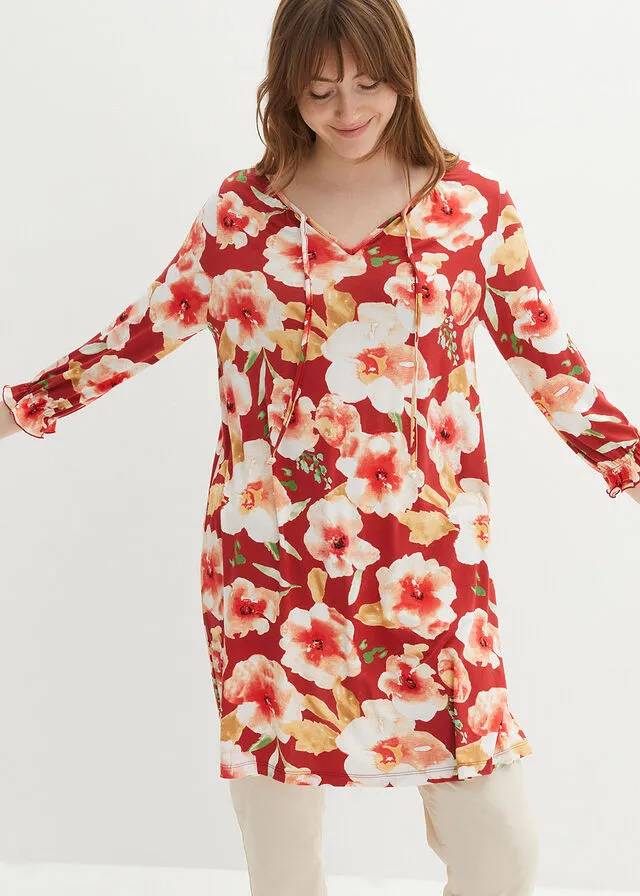 Vestido Rojo intenso con flores