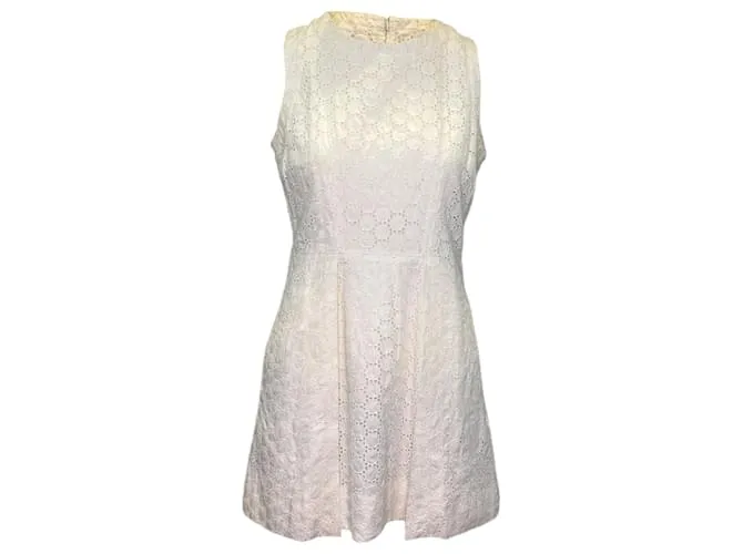 Vestido sin mangas de encaje con ojales Victoria Beckham blanco Talla EE. UU. 10 