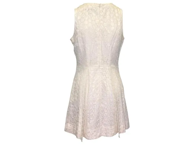 Vestido sin mangas de encaje con ojales Victoria Beckham blanco Talla EE. UU. 10 