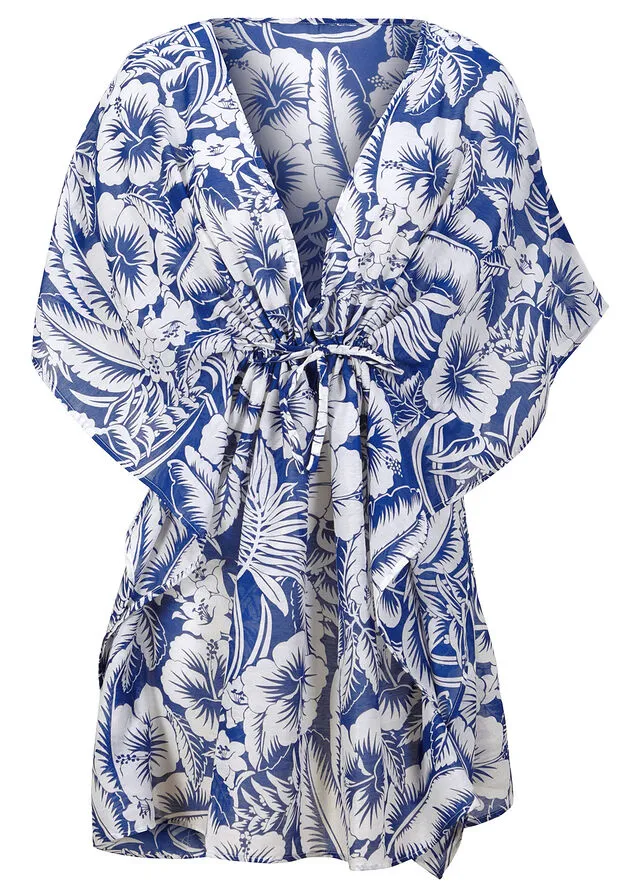 VESTIDO TIPO TúNICA PARA LA PLAYA AZULBLANCO DE FLORES