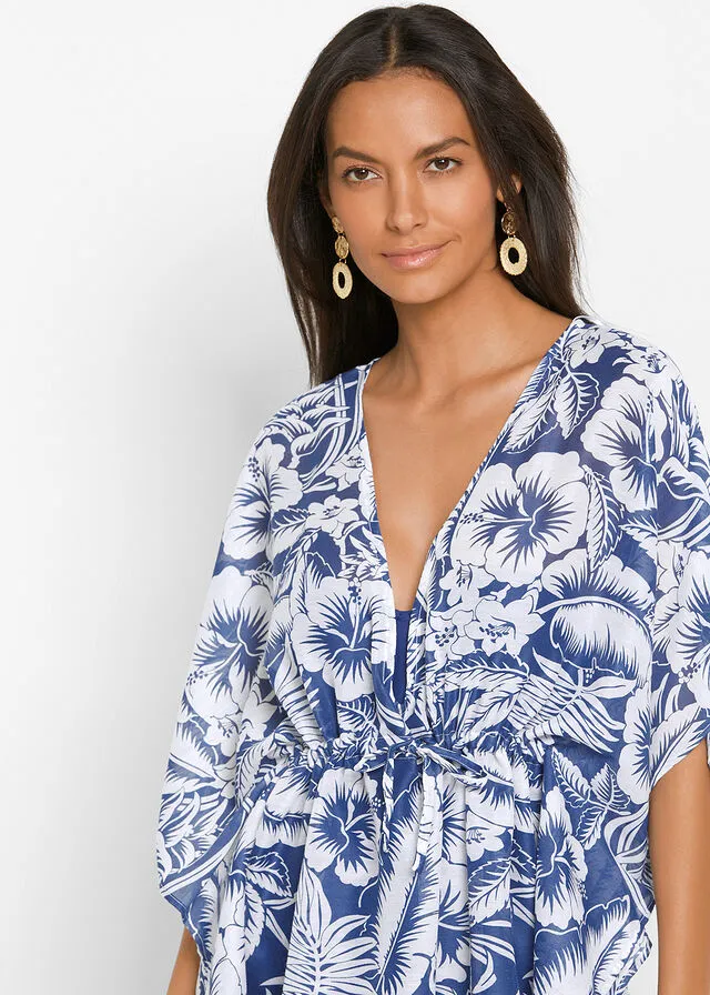 VESTIDO TIPO TúNICA PARA LA PLAYA AZULBLANCO DE FLORES