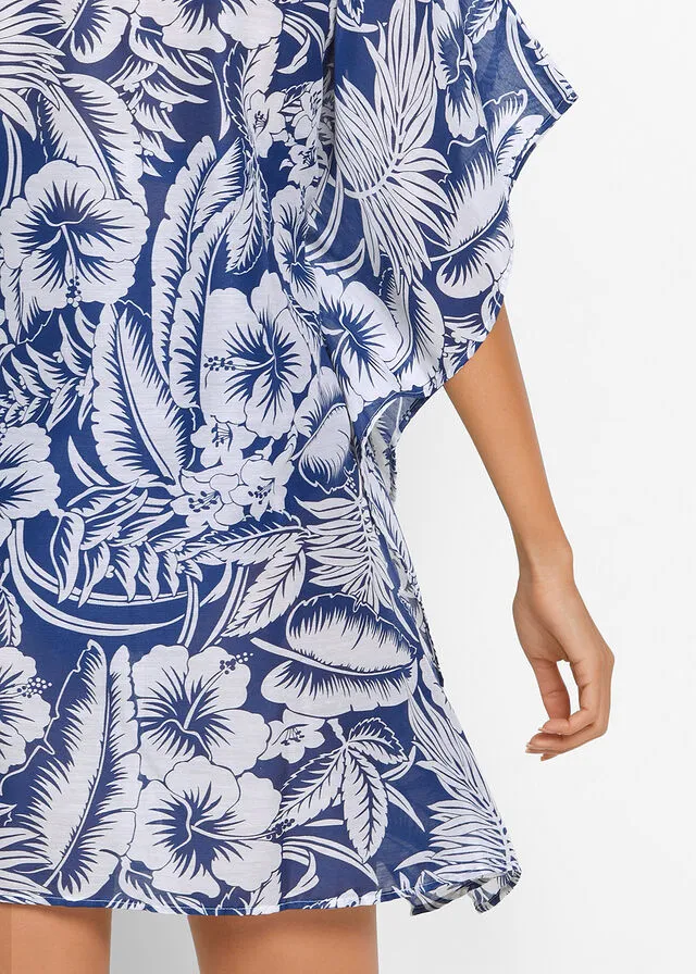 VESTIDO TIPO TúNICA PARA LA PLAYA AZULBLANCO DE FLORES