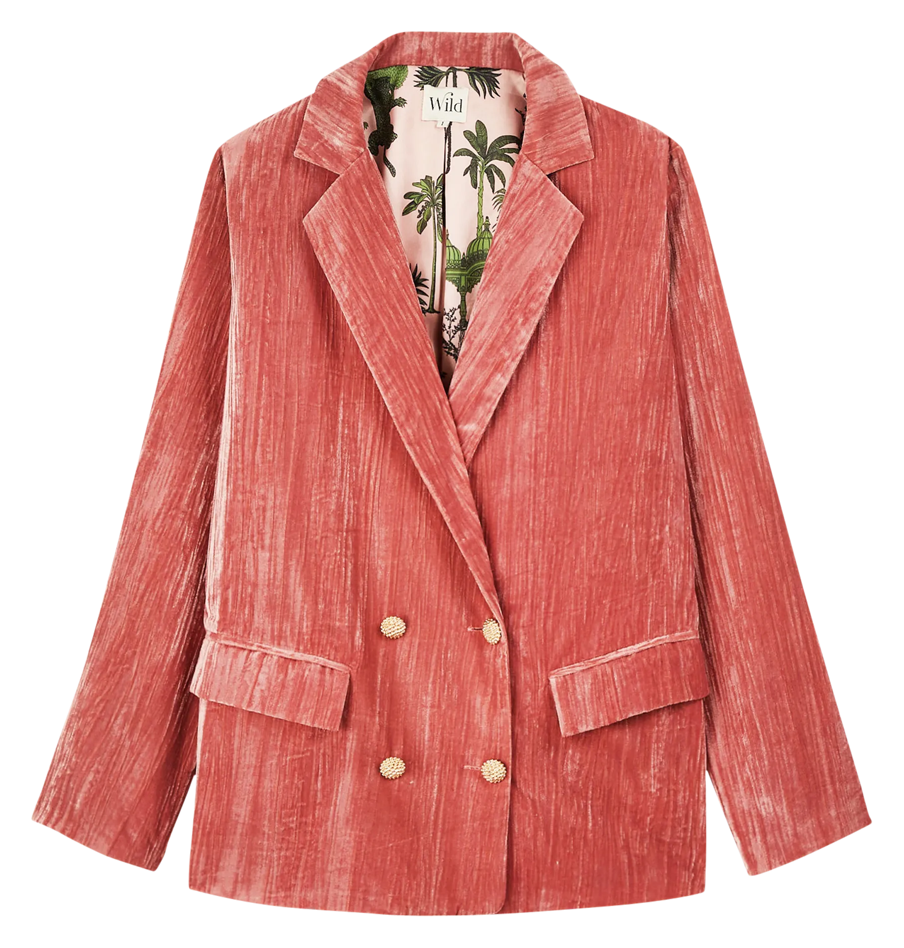 WILD KIM  CHAQUETA DE TRAJE RECTA DE TERCIOPELO EN ROSA