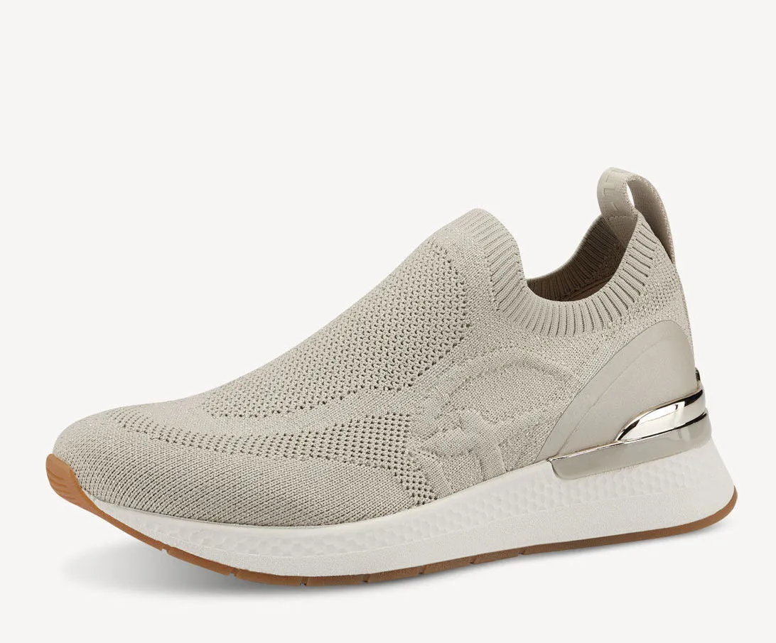 Zapatillas deportivas calcetín en beige metalizado