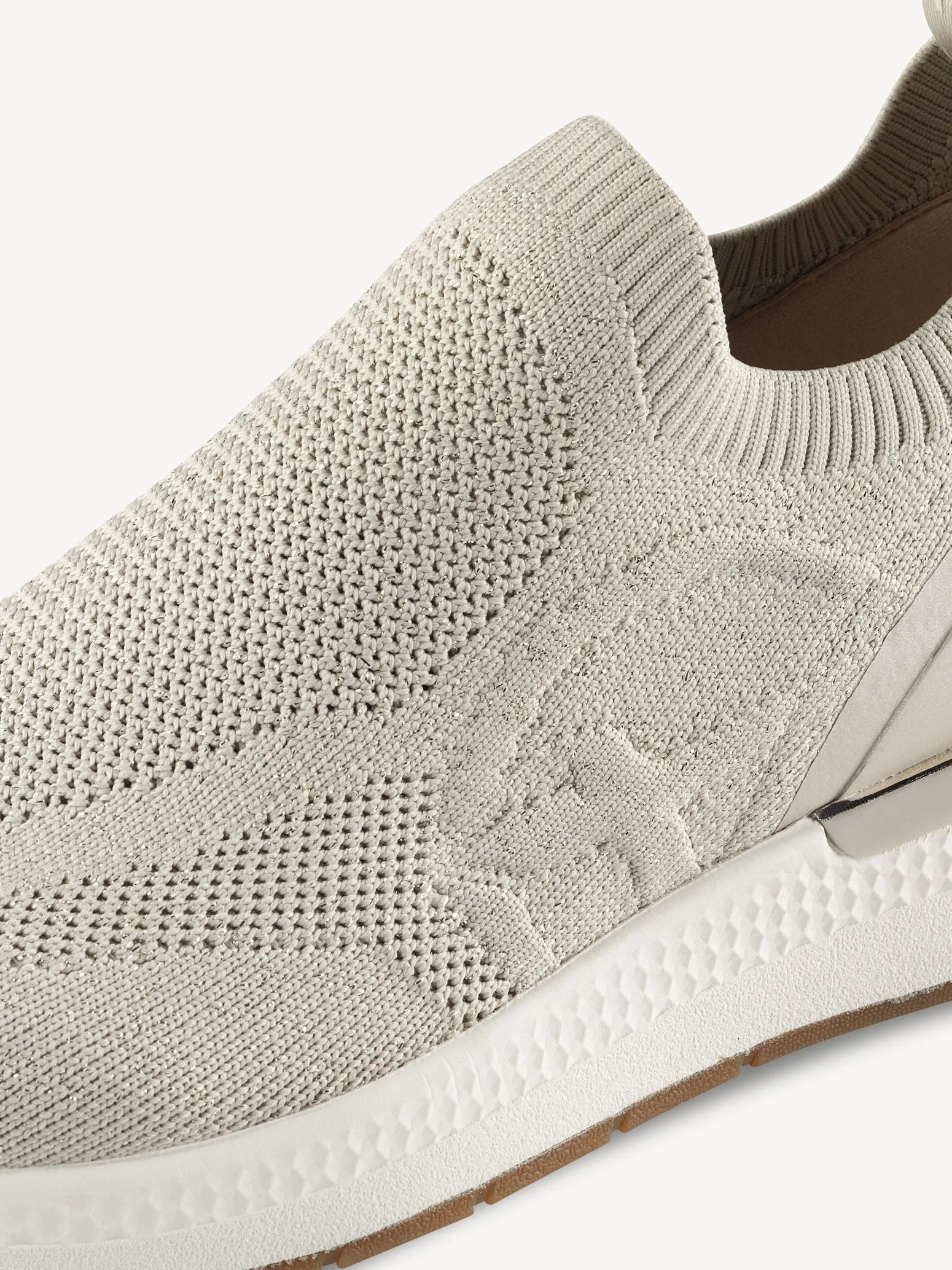 Zapatillas deportivas calcetín en beige metalizado
