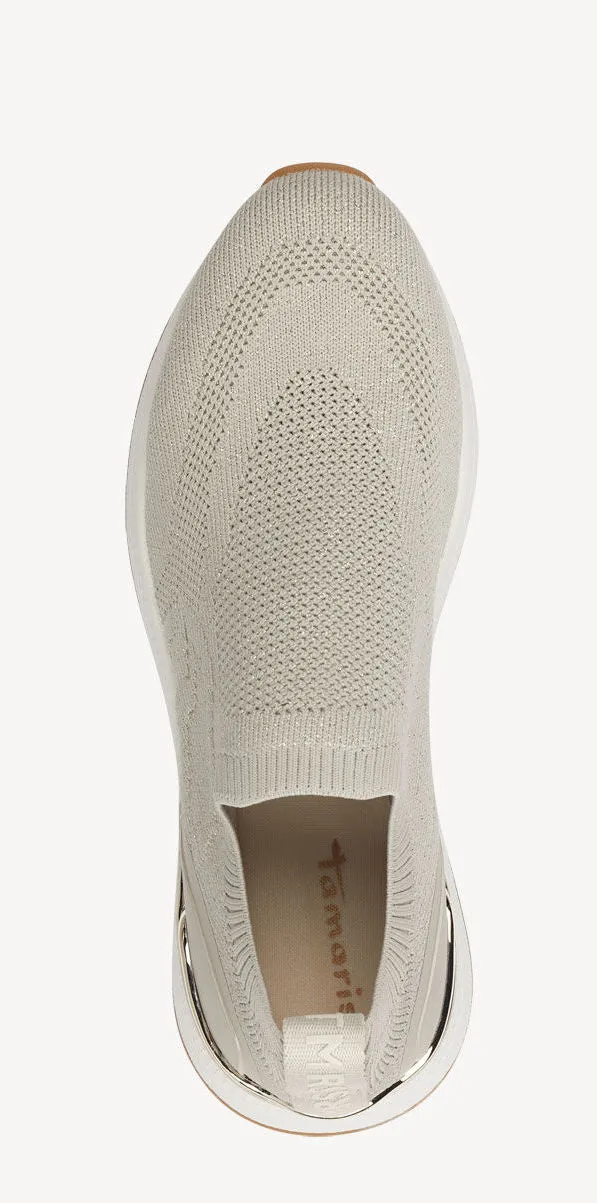 Zapatillas deportivas calcetín en beige metalizado