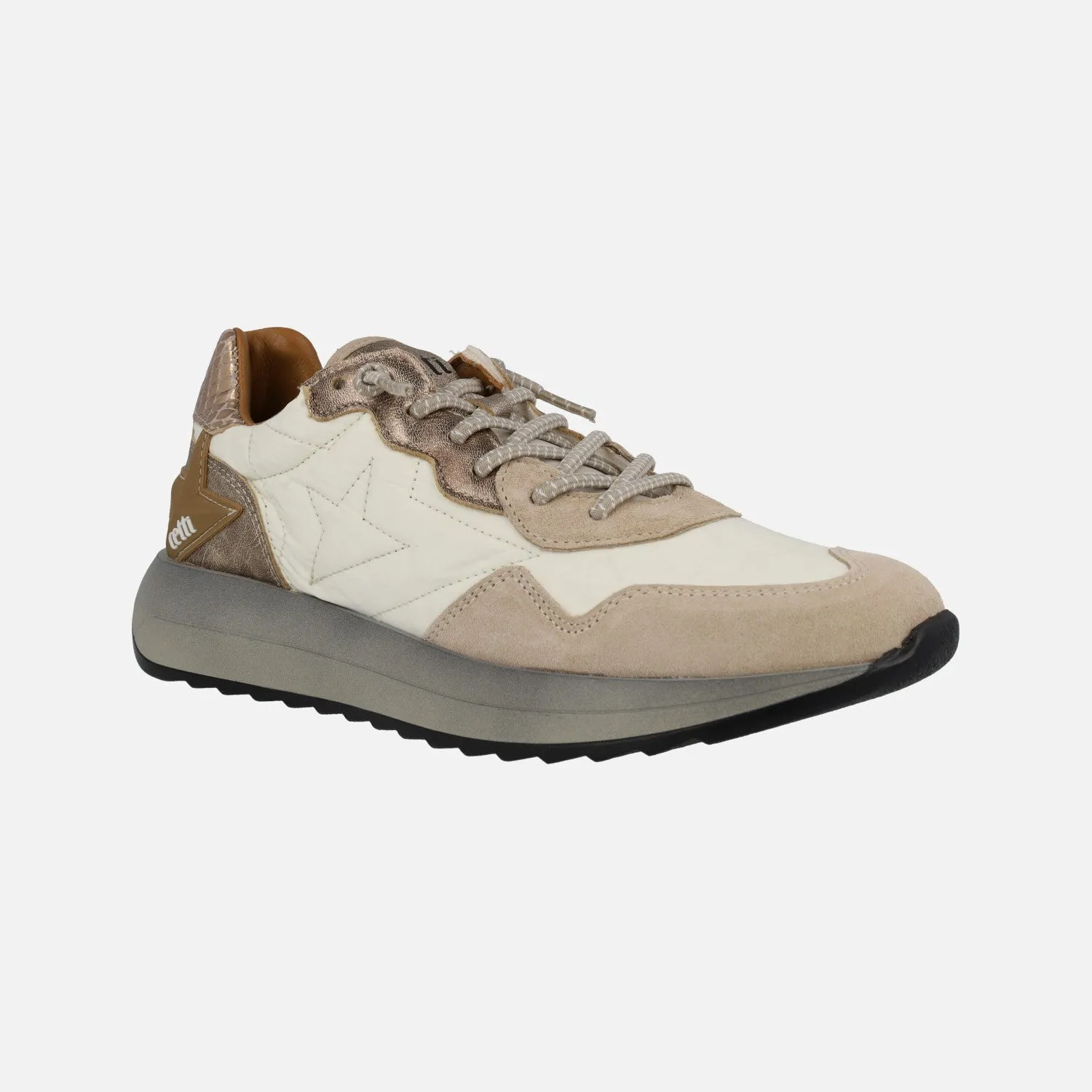 ZAPATILLAS DEPORTIVAS CETTI EN COMBINADO BEIGE  ORO
