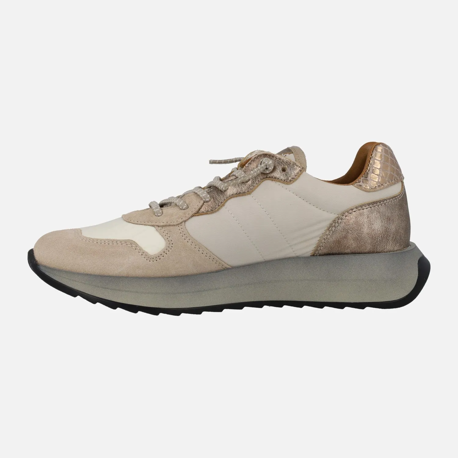 ZAPATILLAS DEPORTIVAS CETTI EN COMBINADO BEIGE  ORO
