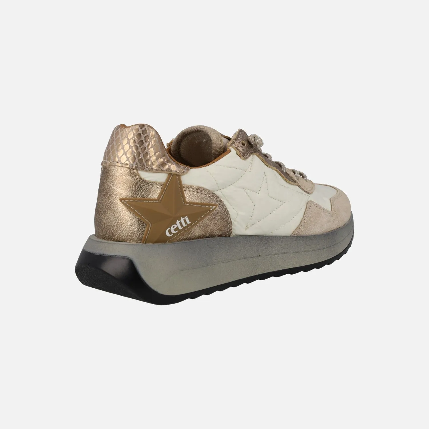 ZAPATILLAS DEPORTIVAS CETTI EN COMBINADO BEIGE  ORO