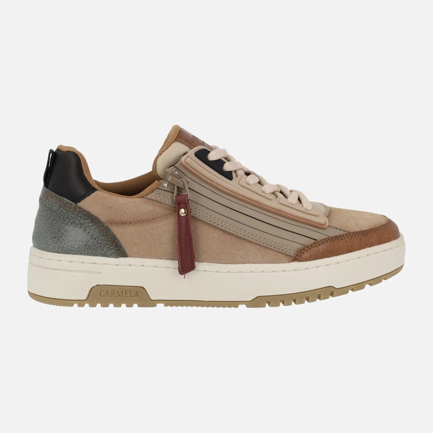 Zapatillas deportivas de piel combinadas con cordones y cremallera