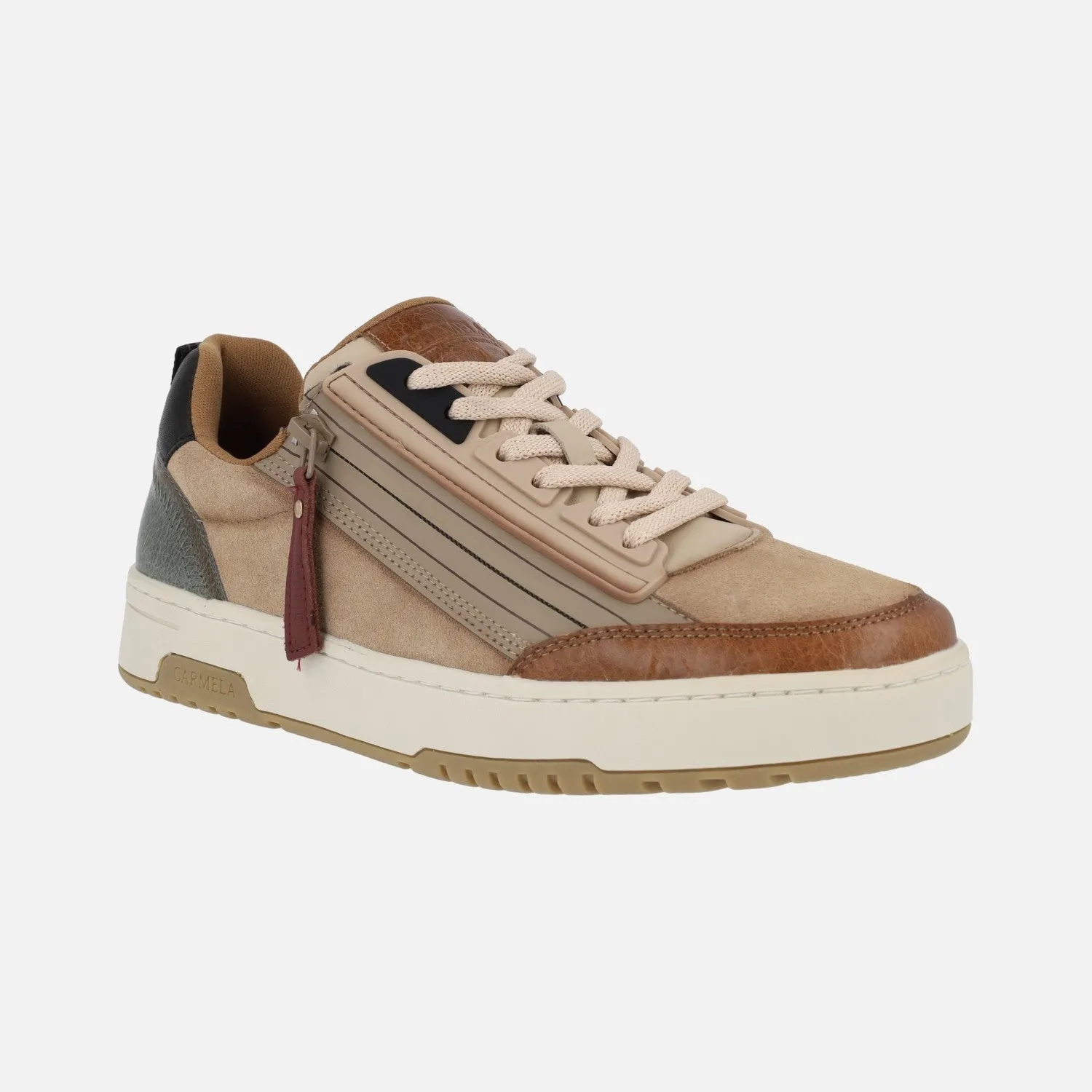 Zapatillas deportivas de piel combinadas con cordones y cremallera
